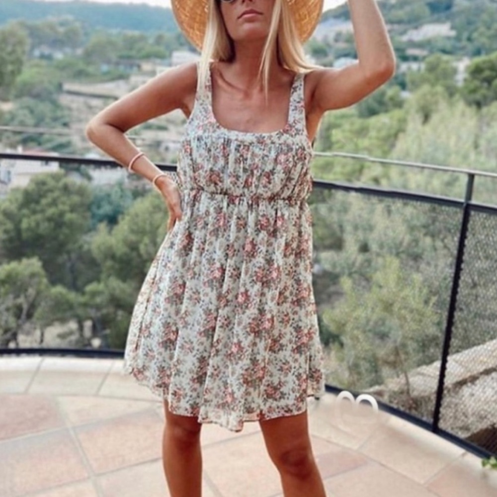 Zara Spring Floral Gathered Mini Dress Blogger Fav NWT